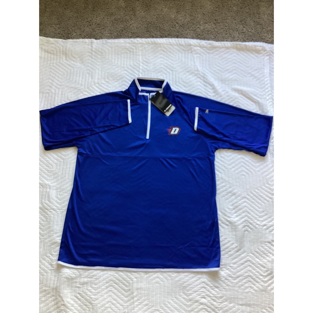 Colosseum Men's‎ Large Blue Quarter Zip Athletic Shirt D Logo NWT 100% Polyester